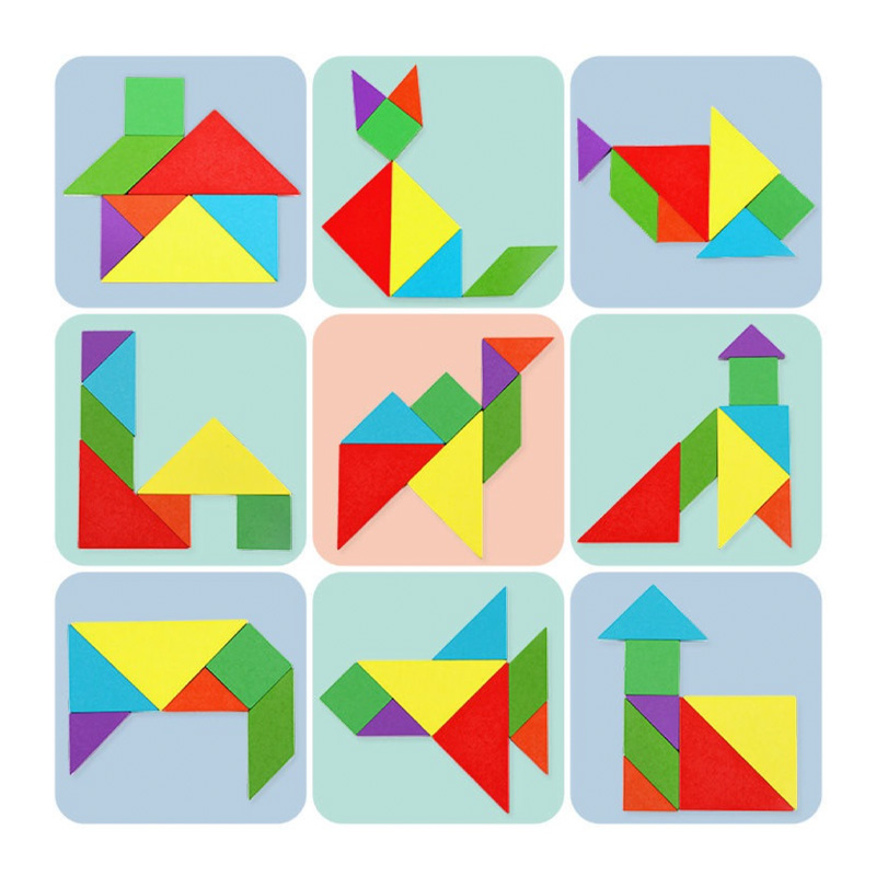 Picture of Magnetic Wooden Tangram Puzzle Book - Kids Educational Toy - Pink