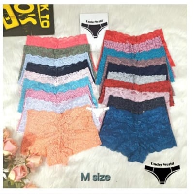 Picture of 3 Pcs  Lace/Net Panty Set for Women - Comfortable, Available in Multiple Colors