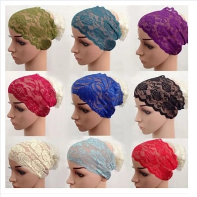 Picture of 3-Piece Lace Underscarf Set for Women - Muslim Net Inner Cap, Multi-Color