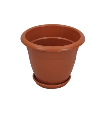 Picture of Tel Plastic Flower Tub 6" With Tray Brown