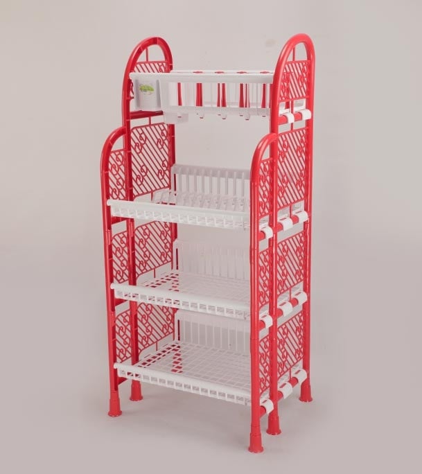 Picture of Queen Kitchen Rack 4 Step  Red & White TEL