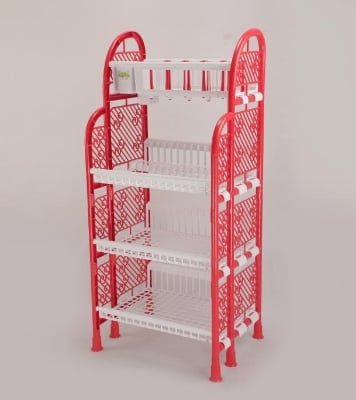 Picture of Queen Kitchen Rack 4 Step  Red & White TEL