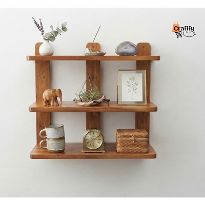 Picture of Wooden Three-Level Display Shelf-Material:Mahogany Wood