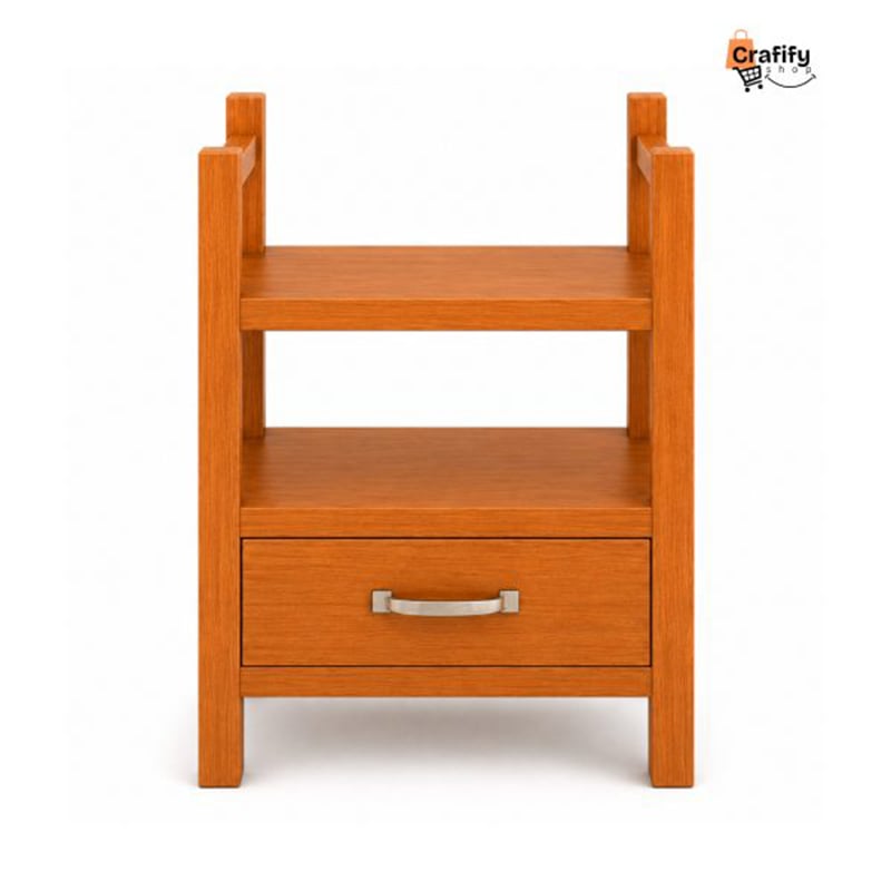 Picture of Elite Wooden Bedside Storage Table – Natural Wood Finish-Material: Mahogany Wood