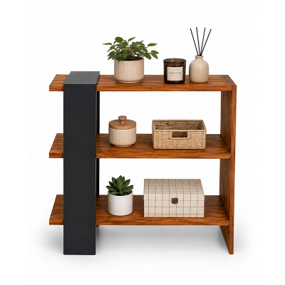 Picture of Wooden Decorative Storage Shelf – Natural Wood & Black Finish-Material: Mahogany Wood-Length: 18 Inches,Width: 16 Inches,Height: 30 Inches