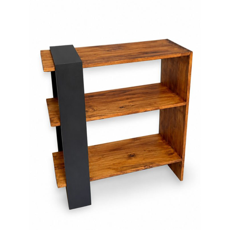 Picture of Wooden Decorative Storage Shelf – Natural Wood & Black Finish-Material: Mahogany Wood-Length: 18 Inches,Width: 16 Inches,Height: 30 Inches