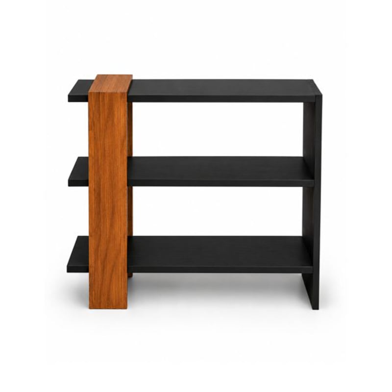 Picture of Wooden Decorative Storage Shelf – Black & Natural Wood Finish-Material: Mahogany Wood-Length: 18 Inches,Width: 16 Inches,Height: 30 Inches