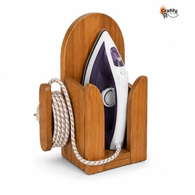 Picture of Wooden Iron Stand – Natural Wood Finish-Material: Premium Wood 