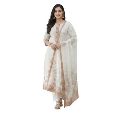 Picture of Elegant Off-White Embroidered Three Piece Suit 001
