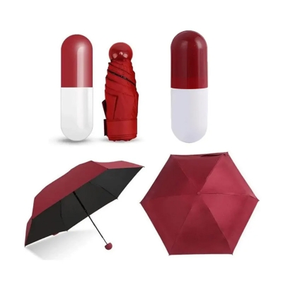 Picture of Fashionable Cute Capsule Umbrella Trendy Compact Portable Design-Red