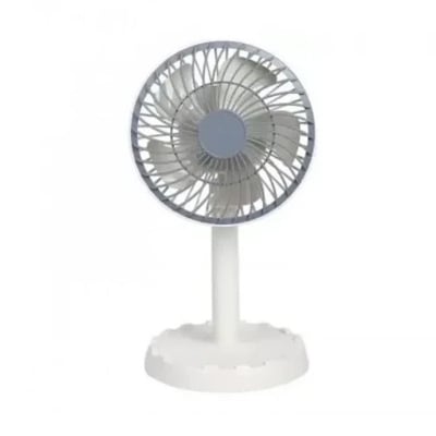 Picture of Joy Super JY-2218 Professional Rechargeable Portable Mini Table Fan Strong Wind Left to Right Oscillating Angle 45 Degrees - AC/DC-White