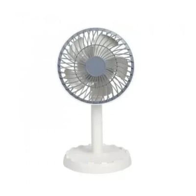 Picture of Joy Super JY-2218 Professional Rechargeable Portable Mini Table Fan Strong Wind Left to Right Oscillating Angle 45 Degrees - AC/DC-White