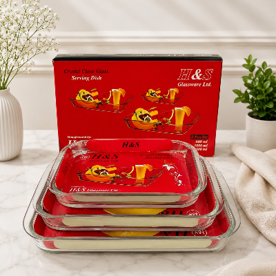 Picture of H&S Crystal Clear Glass Serving Dish Set