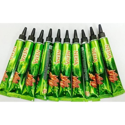 Picture of 12 Piece Neha Mehedi Natural Henna Cone Smooth Texture Pack Green