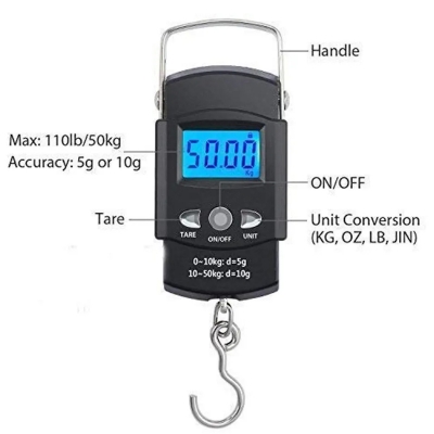 Picture of Belizzi Digital Hanging Weight Scale 50 Kg - Strong Hook Deep Black
