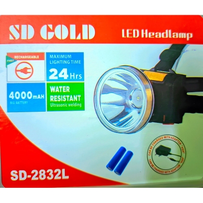 Picture of Waterproof LED Rechargeable Head Torch for Fishing Trips Gold