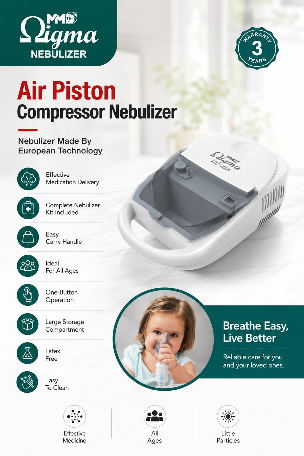Picture of MMD Cigma Air Piston Compressor Nebulizer Pro – Professional Respiratory Therapy System for Children & Adults | European Technology | 3-Year Warranty