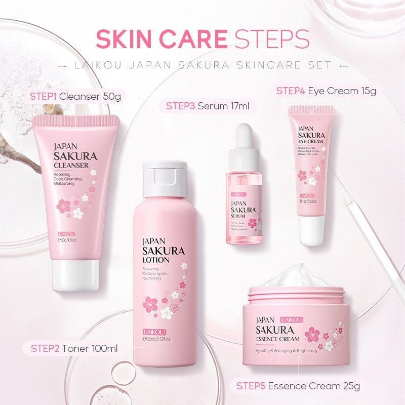 Picture of Skin Care Japan Sakura ||Laikou Skin Care Combo Set  5 pcs..-Pink