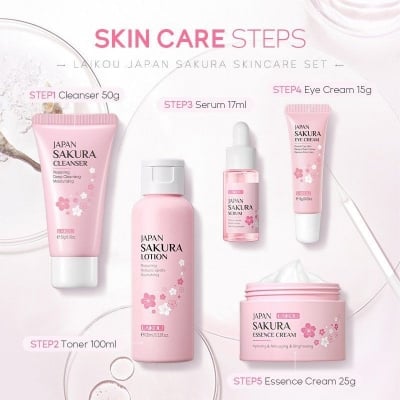Picture of Skin Care Japan Sakura ||Laikou Skin Care Combo Set  5 pcs..-Pink