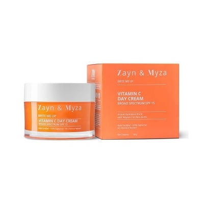 Picture of Z & M Vitamin C Brightening Day Cream | SPF 15 with UVA/UVB Sun Protection | Moisturizer For Glowing skin | Fades Dark Spots | SLS & Paraben Free | For all skin types - 50 gm