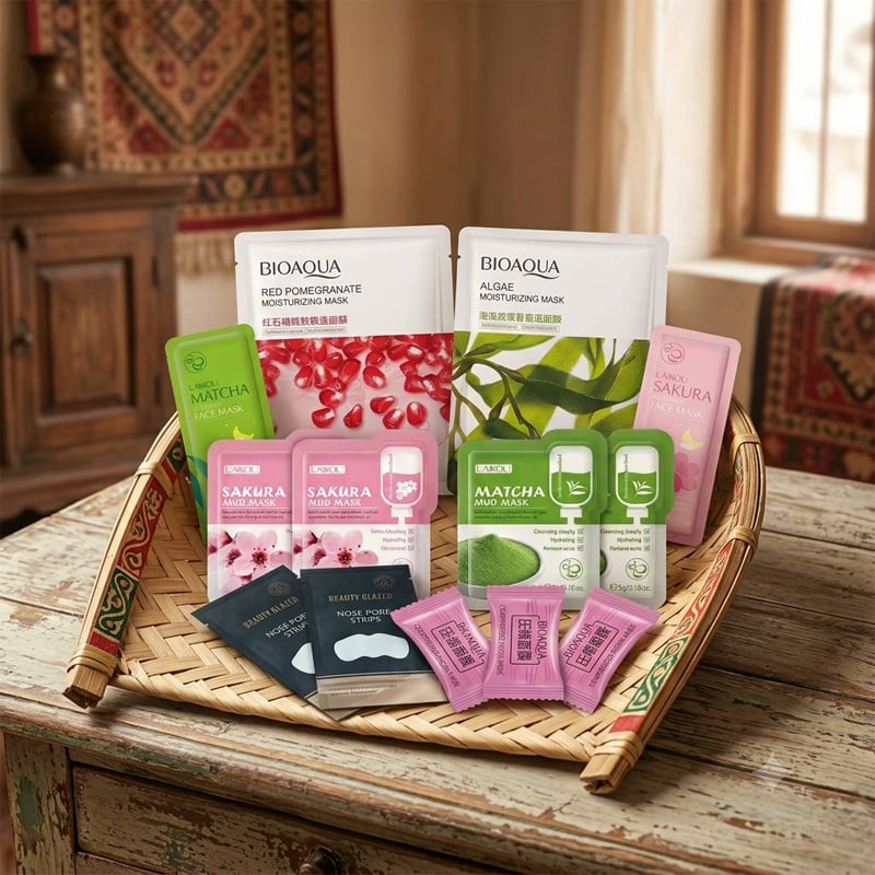 Picture of Complete Skincare Combo Set 13 Pcs (Face Mask, Sleeping Mask, Mud Mask & Nose Strips Bundle)