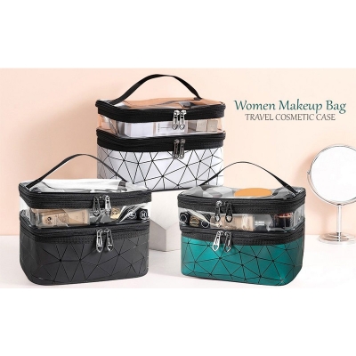 Picture of Makeup Bag Cosmetic Bag Travelling Double Layer Makeup Bag Organizer  Medium Case For Women Girls Reusable Bags-Multicolor