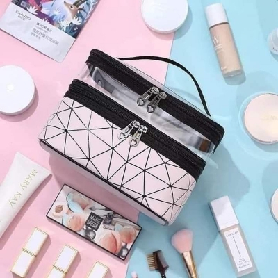 Picture of Makeup Bag Cosmetic Bag Travelling Double Layer Makeup Bag Organizer  Medium Case For Women Girls Reusable Bags-Multicolor