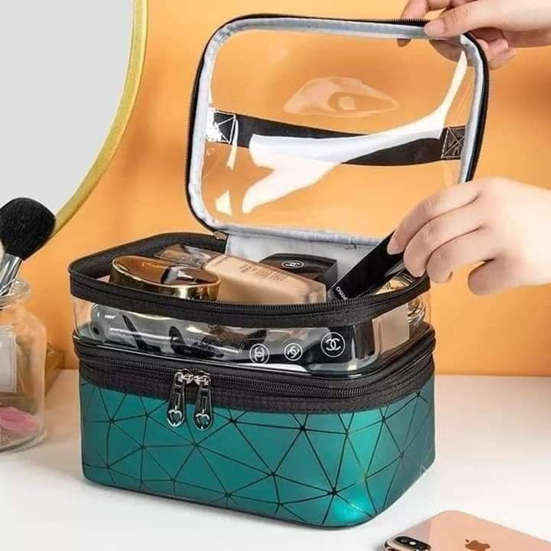 Picture of Makeup Bag Cosmetic Bag Travelling Double Layer Makeup Bag Organizer  Medium Case For Women Girls Reusable Bags-Multicolor