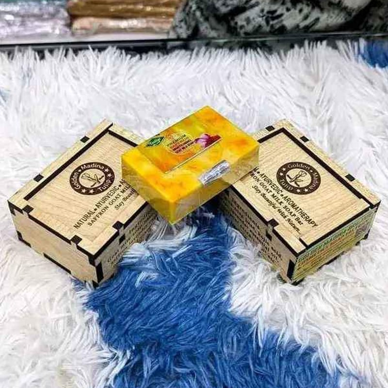 Picture of Premium Saffron Whitening Goat Milk Soap – Enriched with Saffron and Goat Milk for Deep Nourishment, Skin Brightening, Hydration, and a Radiant Glow, Perfect for All Skin Types