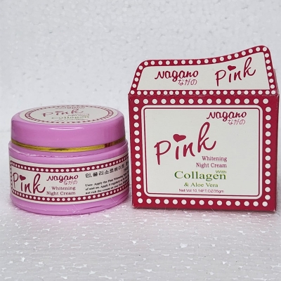 Picture of Nagano Pink Whitening Night Cream with Collagen & Aloe Vera – Deep Moisturizing, Skin Brightening, and Anti-Aging Formula for Radiant, Even-Toned Skin – Hydrating & Nourishing Overnight Repair Cream  35g-Aloe Vera