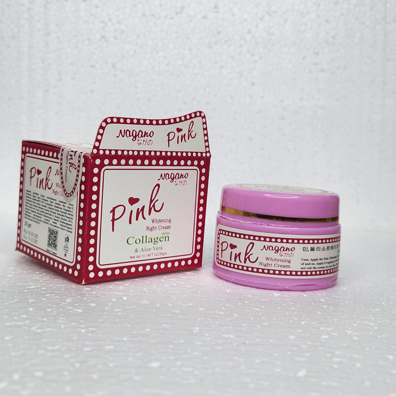 Picture of Nagano Pink Whitening Night Cream with Collagen & Aloe Vera – Deep Moisturizing, Skin Brightening, and Anti-Aging Formula for Radiant, Even-Toned Skin – Hydrating & Nourishing Overnight Repair Cream  35g-Aloe Vera
