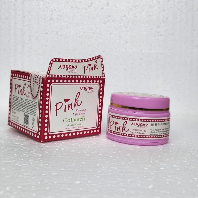 Picture of Nagano Pink Whitening Night Cream with Collagen & Aloe Vera – Deep Moisturizing, Skin Brightening, and Anti-Aging Formula for Radiant, Even-Toned Skin – Hydrating & Nourishing Overnight Repair Cream  35g-Aloe Vera