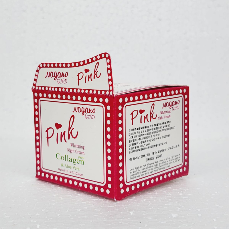 Picture of Nagano Pink Whitening Night Cream with Collagen & Aloe Vera – Deep Moisturizing, Skin Brightening, and Anti-Aging Formula for Radiant, Even-Toned Skin – Hydrating & Nourishing Overnight Repair Cream  35g-Aloe Vera