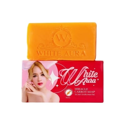 Picture of White Aura Miracle Carrot Soap.Best Whitening Soap.Natural & Herbal Soap.Nt Wt : 160gm.Made in Thailand