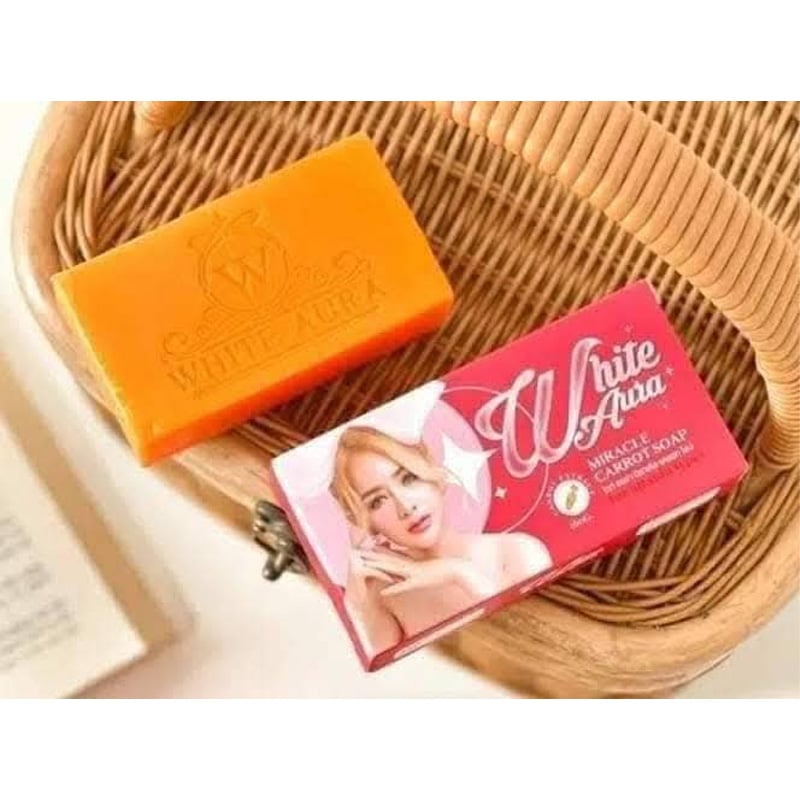 Picture of White Aura Miracle Carrot Soap.Best Whitening Soap.Natural & Herbal Soap.Nt Wt : 160gm.Made in Thailand