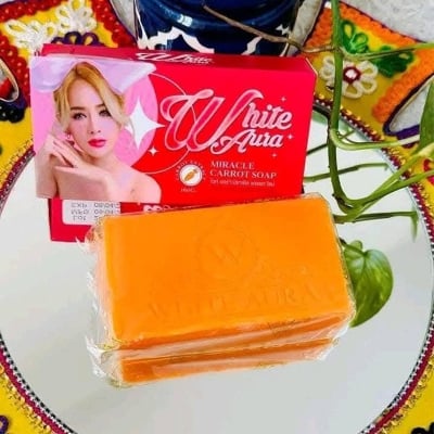 Picture of White Aura Miracle Carrot Soap.Best Whitening Soap.Natural & Herbal Soap.Nt Wt : 160gm.Made in Thailand