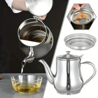 Picture of stainless steel oil pot /Tea pot with filter strainer