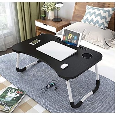 Picture of Smart Multi-Purpose Portable Laptop Table, Study table, Bed Table, Breakfast Table with Dock Stand and Foldable/Ergonomic & Rounded Edges/Non-Slip Legs (Black)