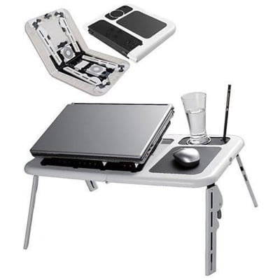 Picture of Portable Laptop Table Desk, Adjustable Height E-Table (White)