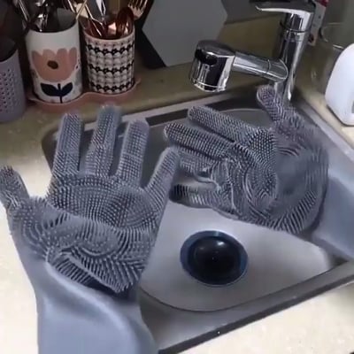 Picture of Magic Silicone Dish Washing Gloves (Multicolor)