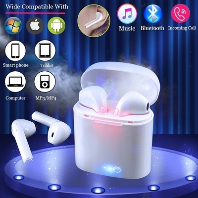 Picture of HBQ I7S TWS Double Dual Mini Wireless 4.1 Bluetooth Earphone With Power Case - White (White)