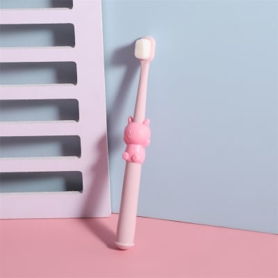 Picture of Super Soft Baby Microfiber Toothbrush 0-12 years old 10 thousand fine soft hair bear baby baby toothbrush/ Children's toothbrush (Pink)