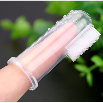 Picture of Soft Silicone Baby Finger Toothbrush Children's Teeth Cleaning Toothbrush Baby Tongue Cleaning Brush Pet Cleaning Tools-1pcs (White)