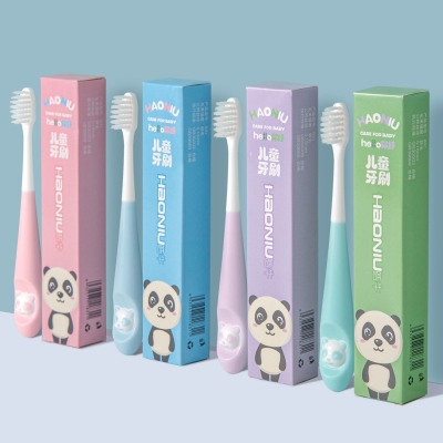 Picture of HaoNiu Children's  Soft Hair Toothbrush 3-12 Years Old Cartoon Panda Toothbrush (Purple)