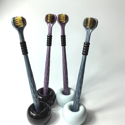 Picture of Three-Sided Soft Bristle Toothbrush 3D Manual Adult Toothbrush with Tongue Scraper (1-Pcs Three-Side)