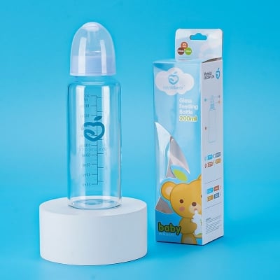 Picture of Apple Bear Transparent Glass Feeder – Pure, Hygienic & Baby-Friendly-120ml (Multicolor)