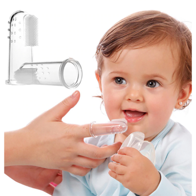 Picture of Baby Finger Brush & First Silicone Toothbrush Set for Toddler Teething (White)