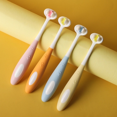 Picture of Children's toothbrush new 2-12 years old three-sided three-dimensional non-slip handle household 5d baby child soft hair toothbrush -1pcs (Multicolor)