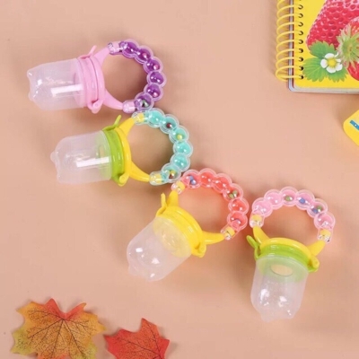 Picture of Cute Cartoon Baby Fruit Feeder Soft Silicone Pacifier Children Fresh Food Nibbler Supplementary Food Feeder (MultiColor)