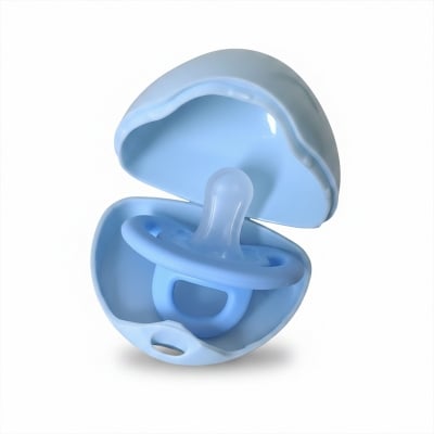 Picture of Baby pacifier sleeping type anti-pacifier newborn baby imitation breast milk super soft full silicone pacifier (Blue with Case)